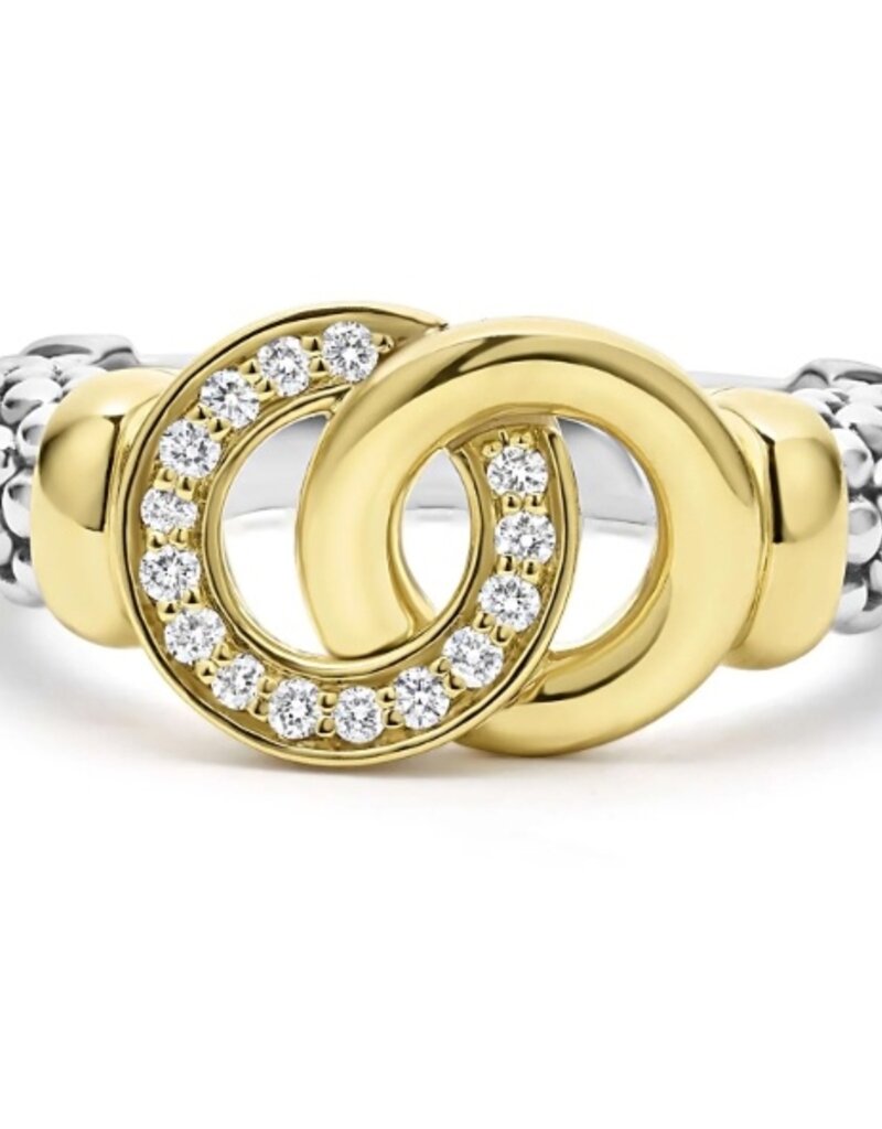 LAGOS Signature Caviar Two-Tone Interlocking Diamond Ring