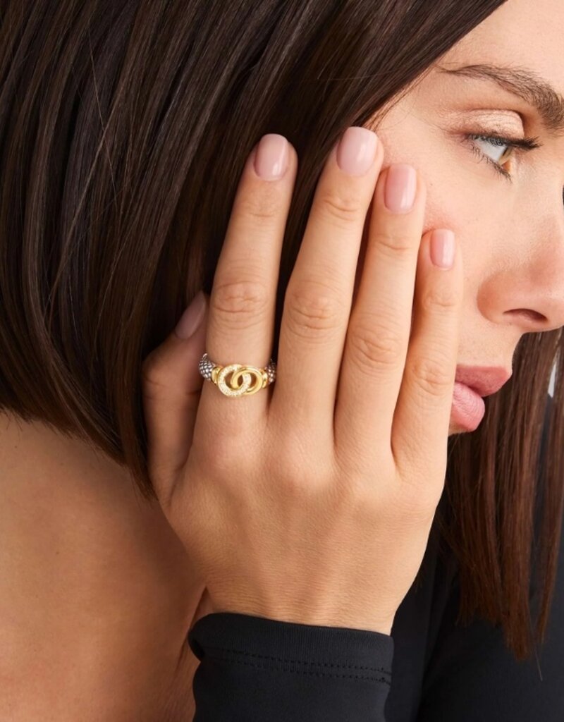 LAGOS Signature Caviar Two-Tone Interlocking Diamond Ring
