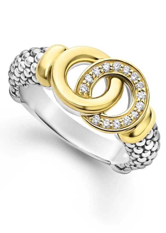 LAGOS Signature Caviar Two-Tone Interlocking Diamond Ring