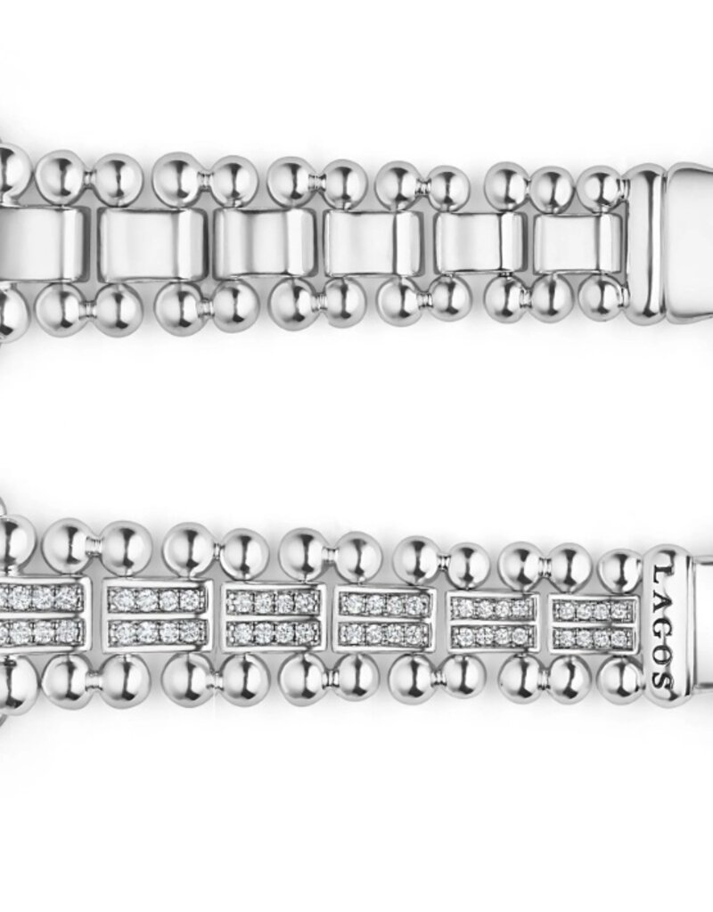 LAGOS Smart Caviar Sterling Silver Two-Row Diamond Watch Bracelet