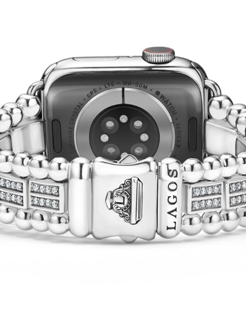 LAGOS Smart Caviar Sterling Silver Two-Row Diamond Watch Bracelet