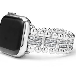 LAGOS Smart Caviar Sterling Silver Two-Row Diamond Watch Bracelet