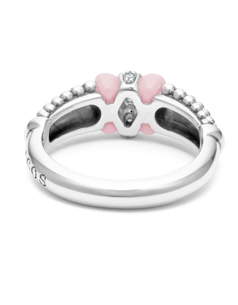 LAGOS Pink Caviar Ceramic and Caviar Diamond Ring