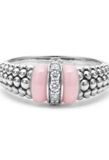 LAGOS Pink Caviar Ceramic and Caviar Diamond Ring