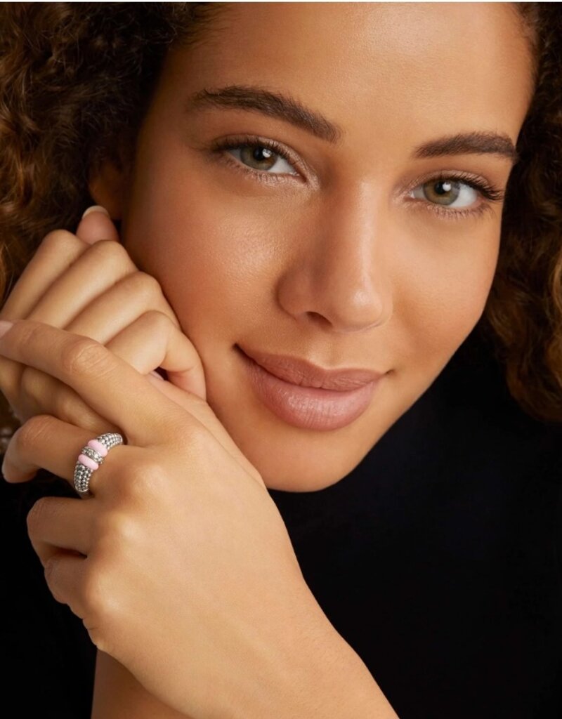 LAGOS Pink Caviar Ceramic and Caviar Diamond Ring