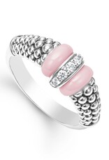 LAGOS Pink Caviar Ceramic and Caviar Diamond Ring