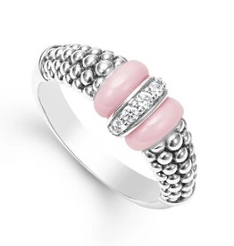 LAGOS Pink Caviar Ceramic and Caviar Diamond Ring
