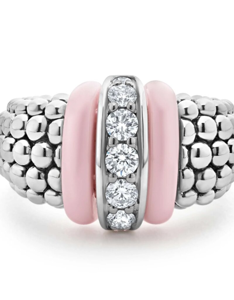 LAGOS Pink Caviar Pink Ceramic Caviar Diamond Ring