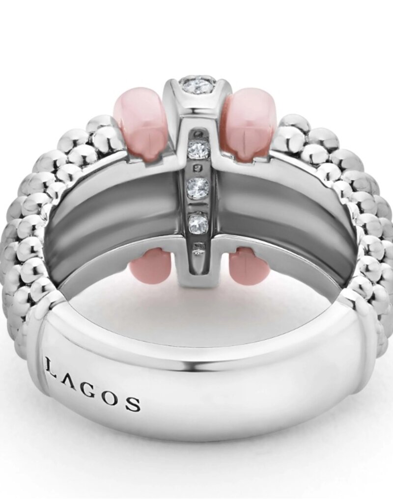 LAGOS Pink Caviar Pink Ceramic Caviar Diamond Ring