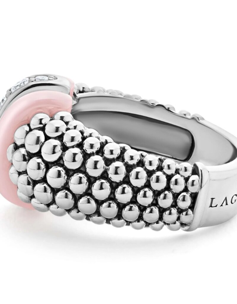 LAGOS Pink Caviar Pink Ceramic Caviar Diamond Ring