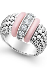 LAGOS Pink Caviar Pink Ceramic Caviar Diamond Ring