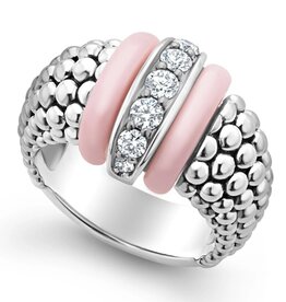 LAGOS Pink Caviar Pink Ceramic Caviar Diamond Ring