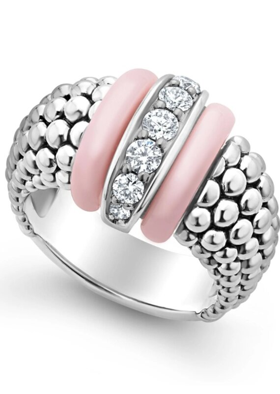 LAGOS Pink Caviar Pink Ceramic Caviar Diamond Ring
