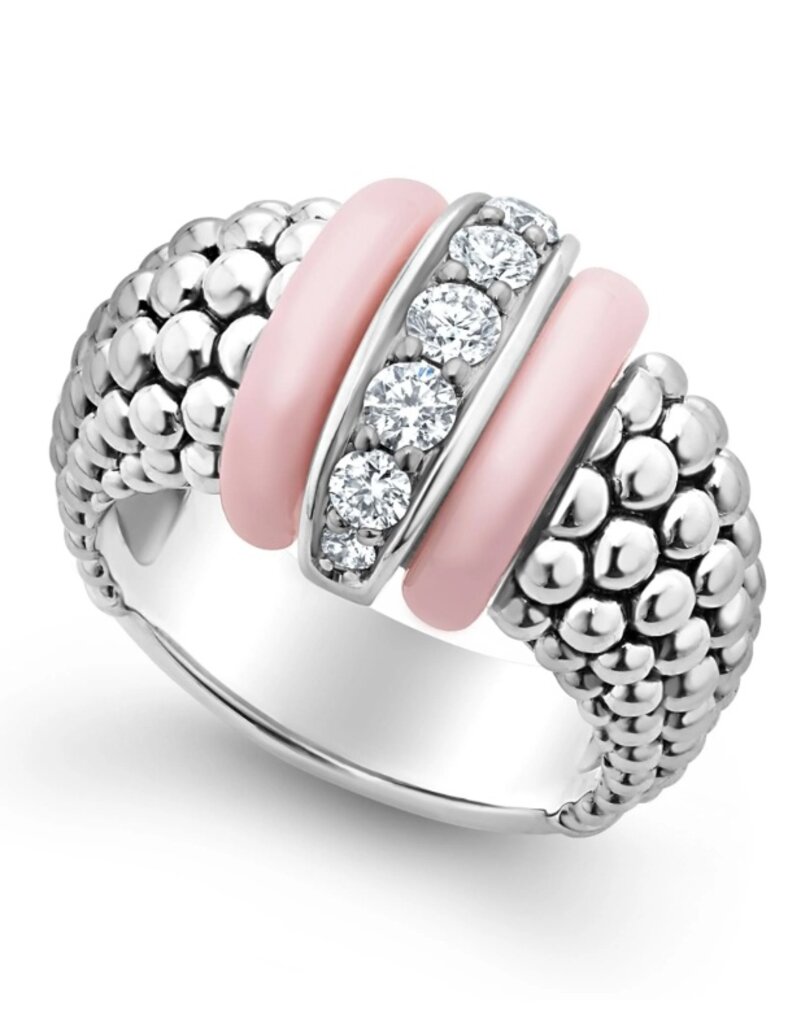 LAGOS Pink Caviar Pink Ceramic Caviar Diamond Ring