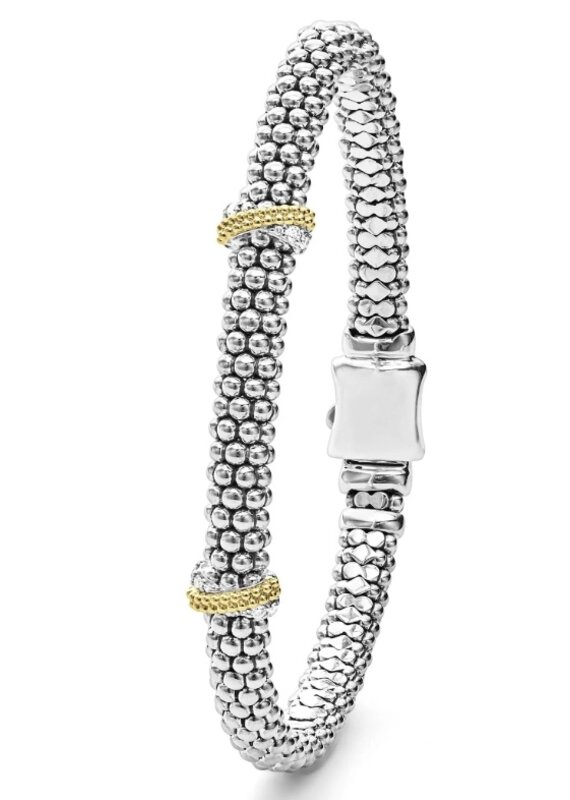 LAGOS Caviar Lux Double X Caviar Diamond Bracelet 6mm