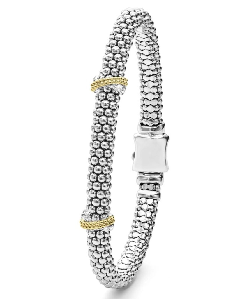 LAGOS Caviar Lux Double X Caviar Diamond Bracelet 6mm