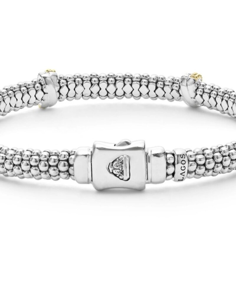 LAGOS Caviar Lux Double X Caviar Diamond Bracelet 6mm