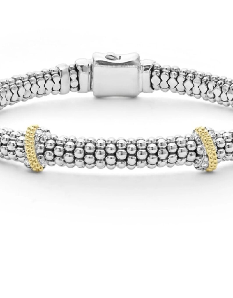 LAGOS Caviar Lux Double X Caviar Diamond Bracelet 6mm