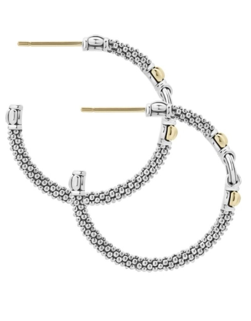 LAGOS Signature Caviar Two Tone Caviar Hoop Earrings