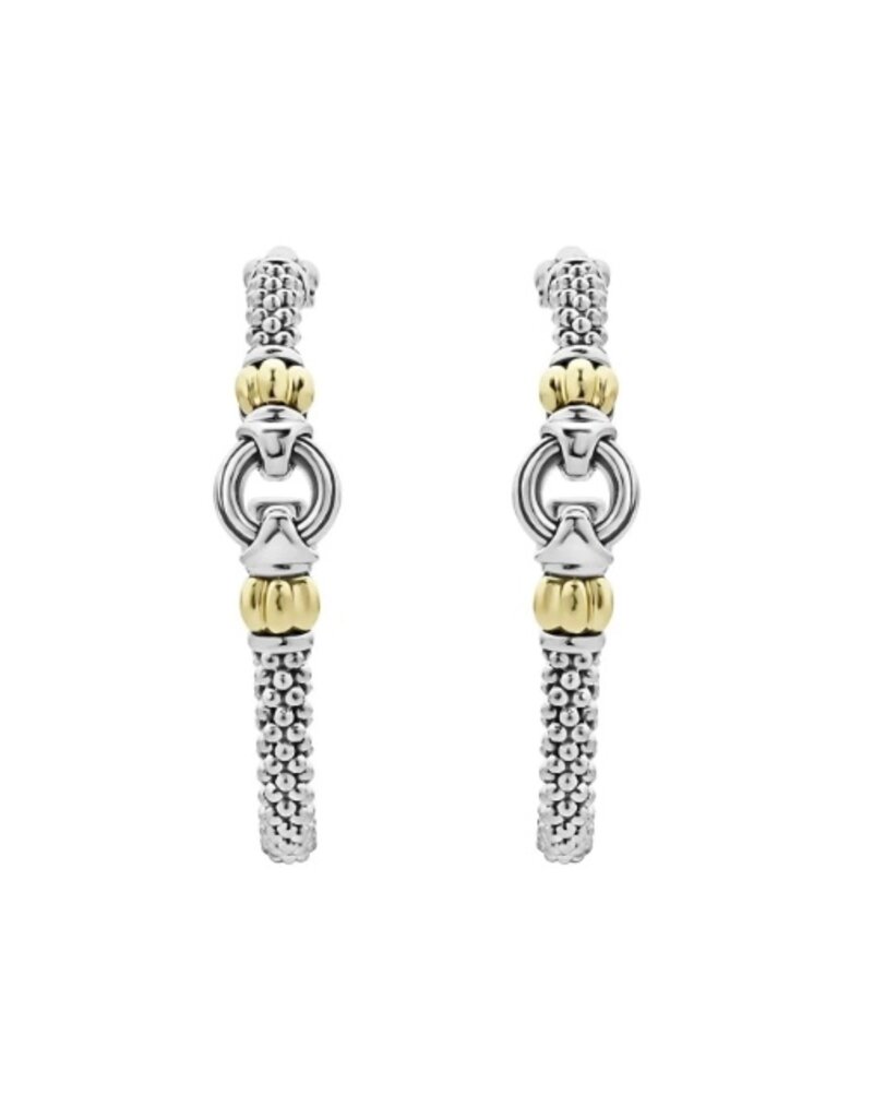 LAGOS Signature Caviar Two Tone Caviar Hoop Earrings