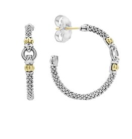 LAGOS Signature Caviar Two Tone Caviar Hoop Earrings