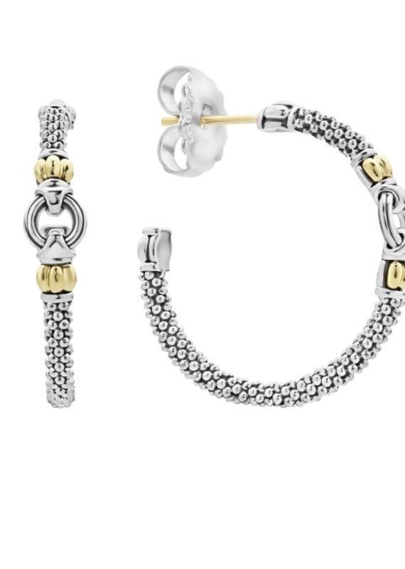 LAGOS Signature Caviar Two Tone Caviar Hoop Earrings