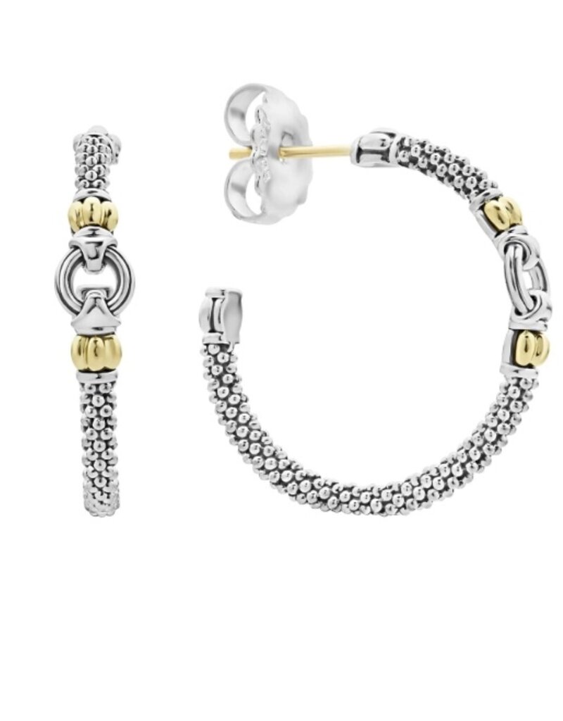 LAGOS Signature Caviar Two Tone Caviar Hoop Earrings