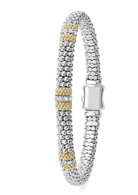 LAGOS Caviar Lux 6mm 3 Station Diamond Bracelet