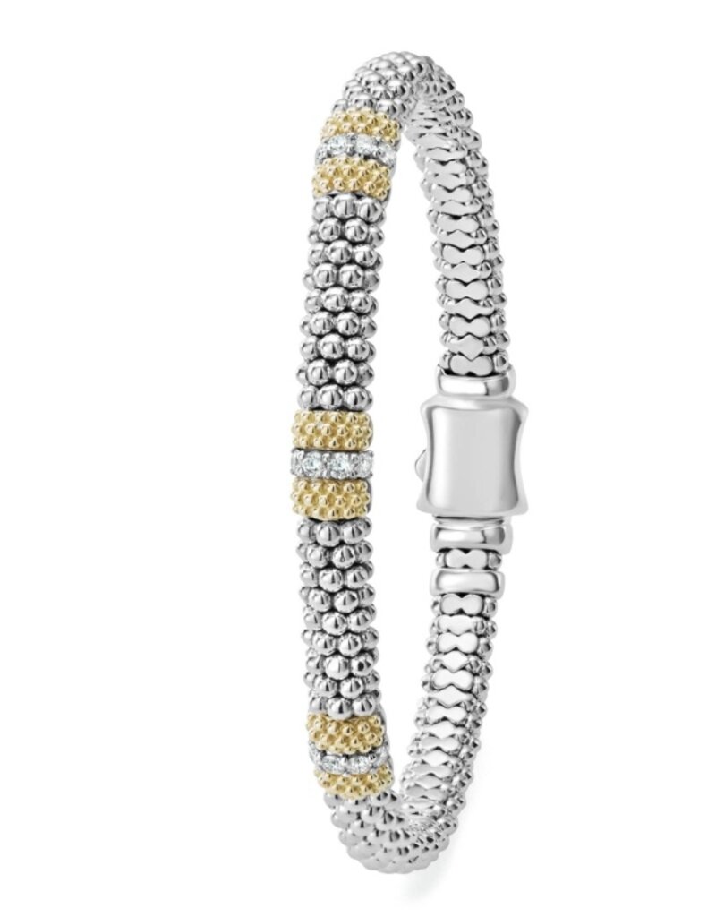 LAGOS Caviar Lux 6mm 3 Station Diamond Bracelet