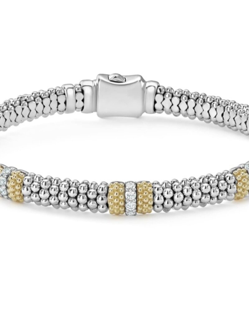 LAGOS Caviar Lux 6mm 3 Station Diamond Bracelet