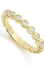 LAGOS 18K. Cav Gold Dia 7 Rnds Stack Ring Sz 7