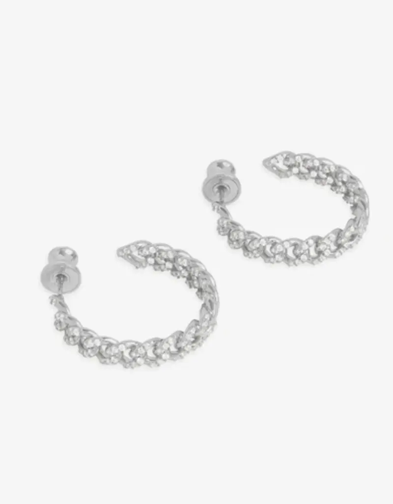 J.HOFFMAN'S Pave Julian Chain Hoops 1"