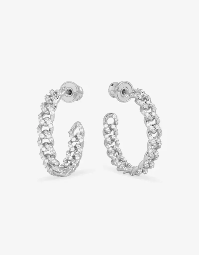 J.HOFFMAN'S Pave Julian Chain Hoops 1"