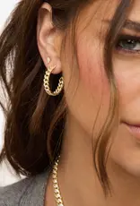 J.HOFFMAN'S Pave Julian Chain Hoops 1"