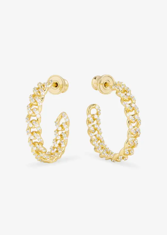J.HOFFMAN'S Pave Julian Chain Hoops 1"