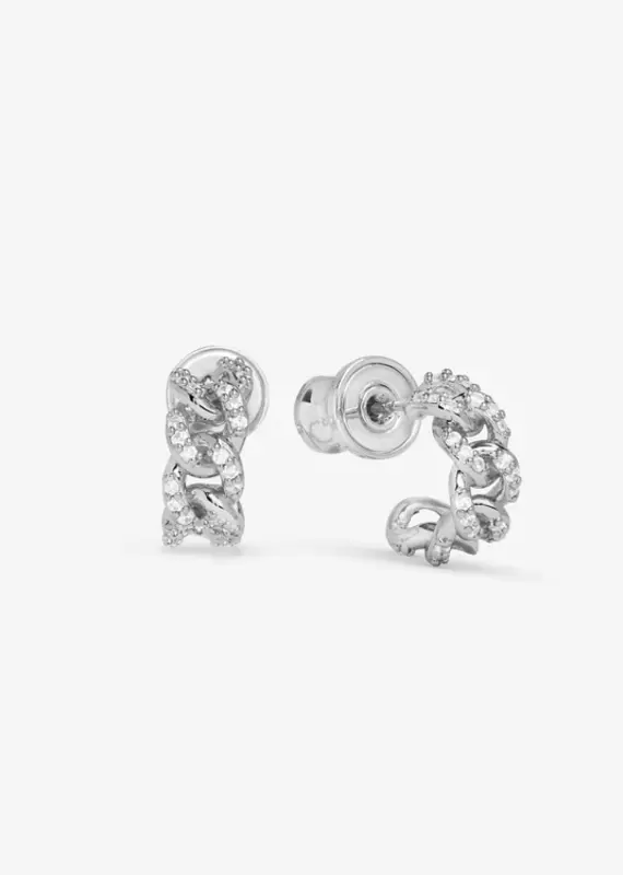 J.HOFFMAN'S Pave Julian Soft Chain Huggies