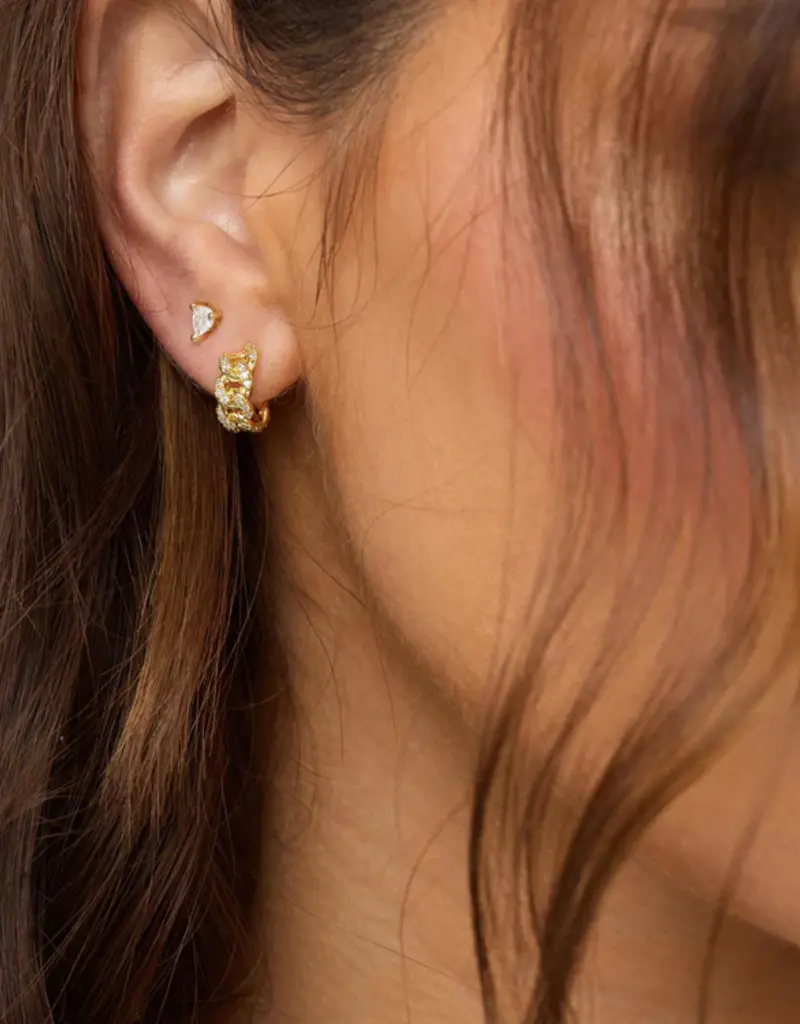 J.HOFFMAN'S Pave Julian Soft Chain Huggies