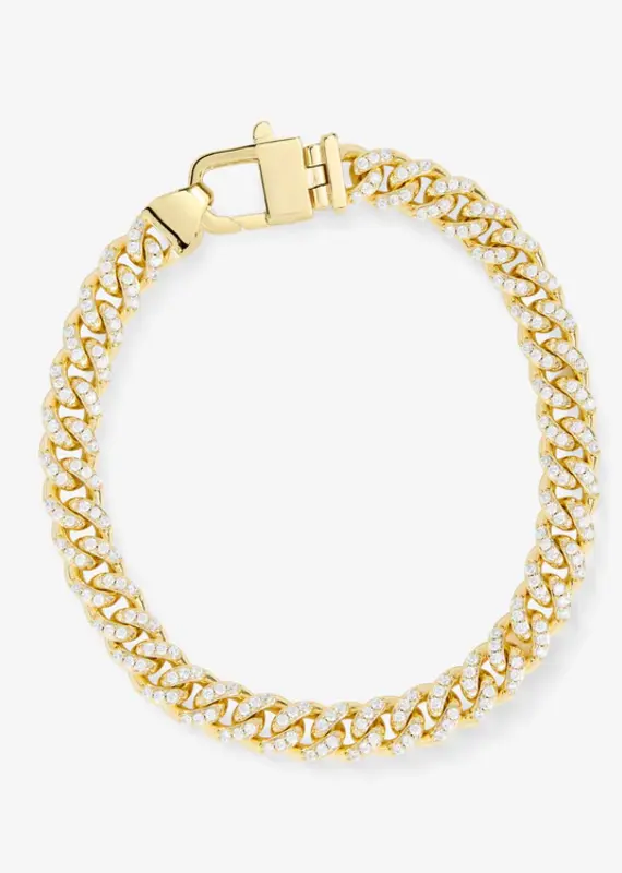 J.HOFFMAN'S Pave Julian Cuban Chain Bracelet 6.8mm
