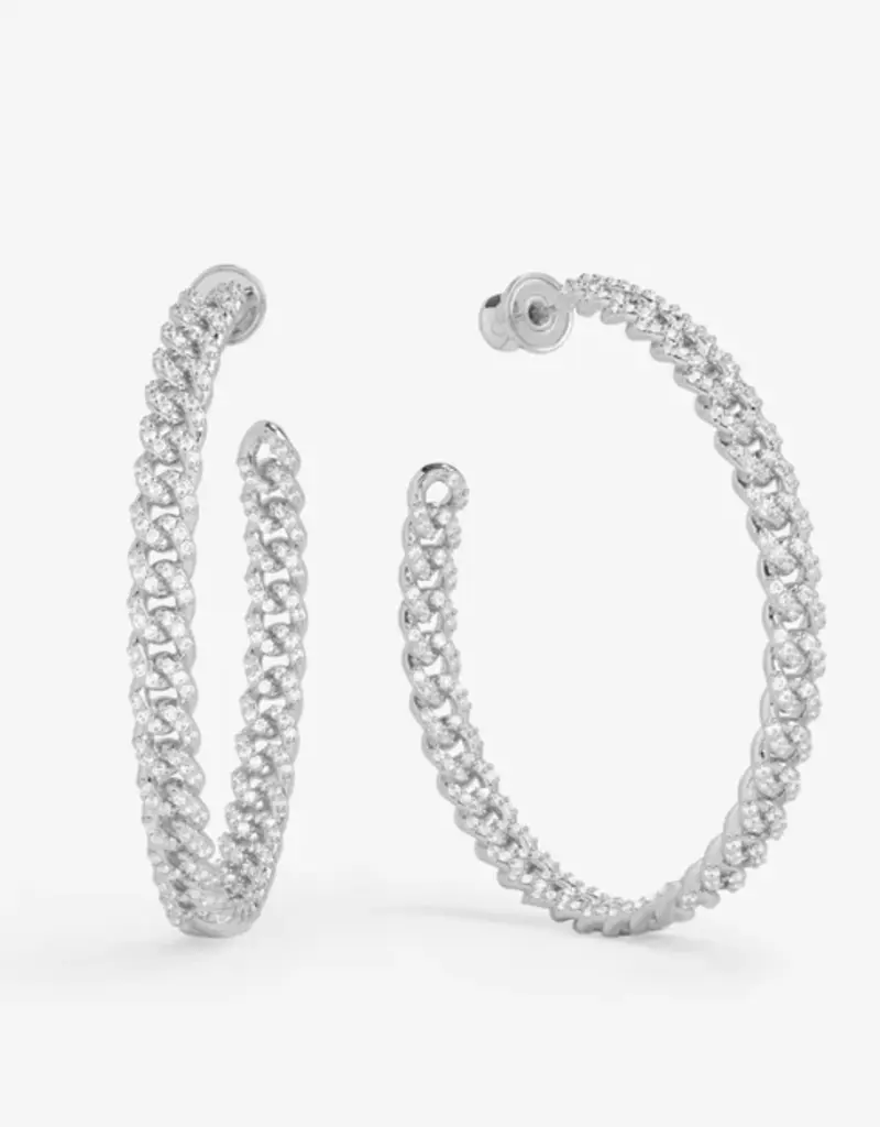 J.HOFFMAN'S Pave Julian Chain Hoops 2"
