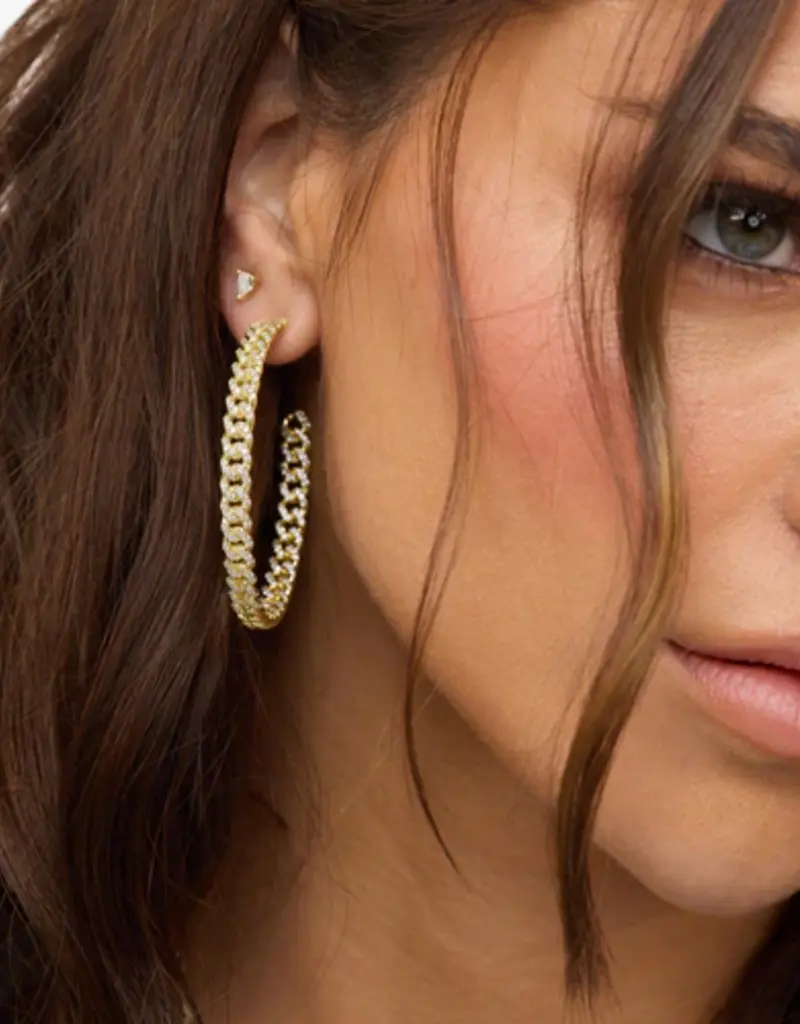 J.HOFFMAN'S Pave Julian Chain Hoops 2"