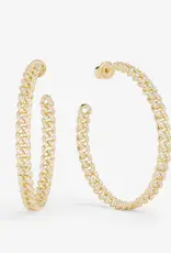 J.HOFFMAN'S Pave Julian Chain Hoops 2"
