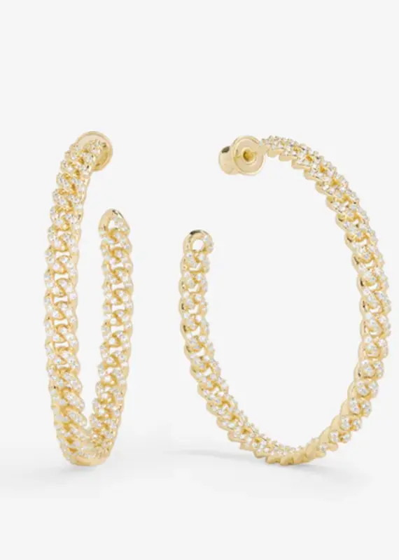 J.HOFFMAN'S Pave Julian Chain Hoops 2"