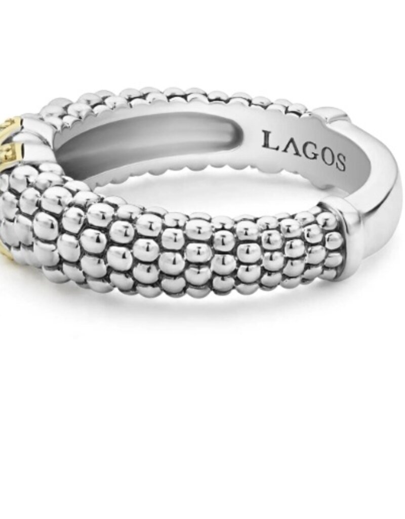 LAGOS Caviar Lux Gold Diamond X Ring