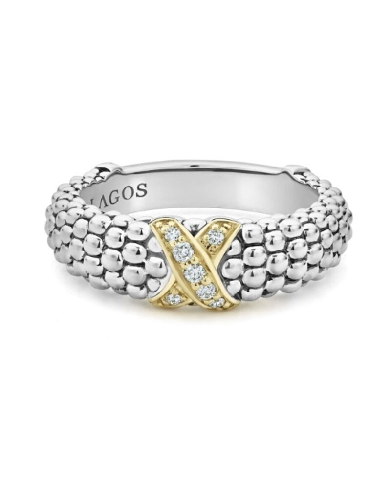 LAGOS Caviar Lux Gold Diamond X Ring