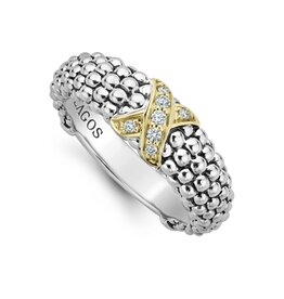 LAGOS Caviar Lux Gold Diamond X Ring