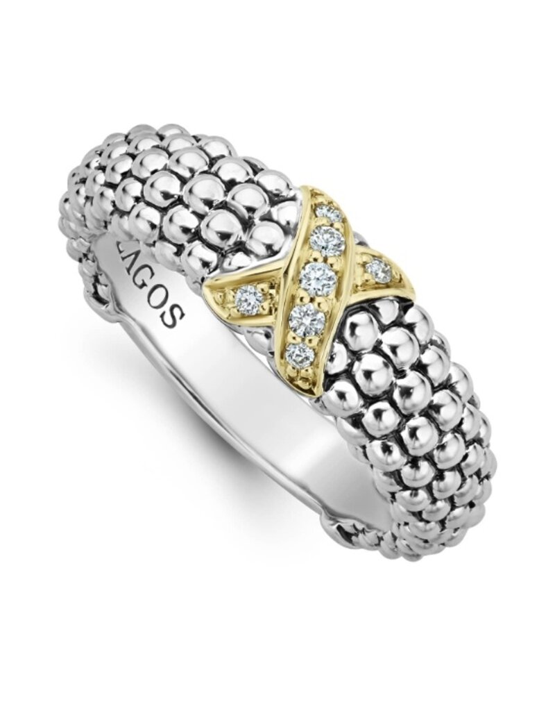 LAGOS Caviar Lux Gold Diamond X Ring