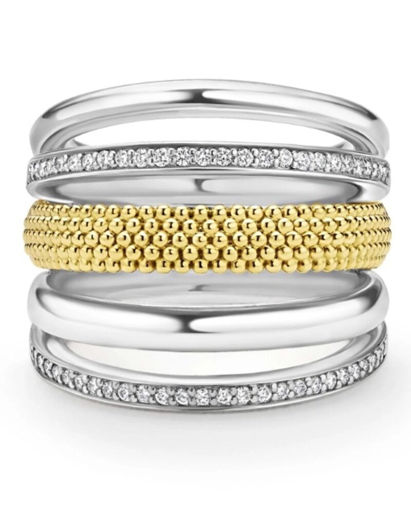 LAGOS Caviar Lux Two-Tone Five Row Diamond Ring