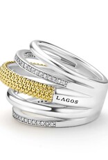 LAGOS Caviar Lux Two-Tone Five Row Diamond Ring