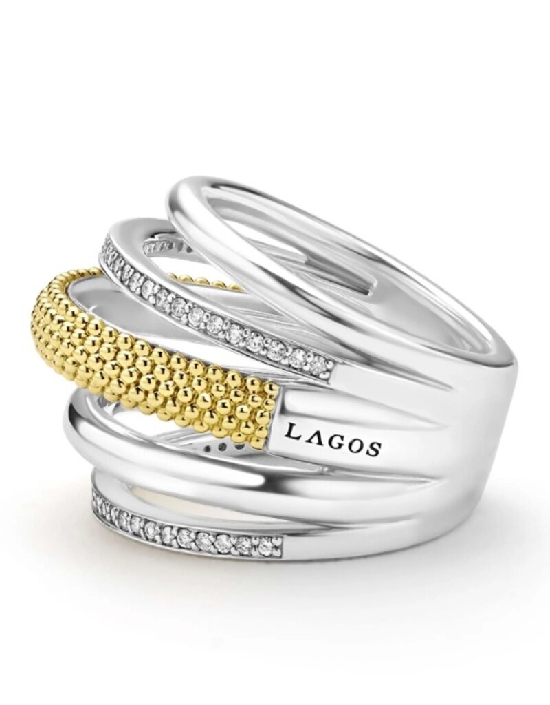 LAGOS Caviar Lux Two-Tone Five Row Diamond Ring