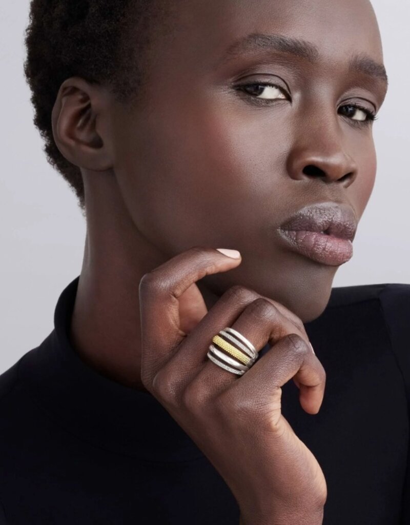 LAGOS Caviar Lux Two-Tone Five Row Diamond Ring